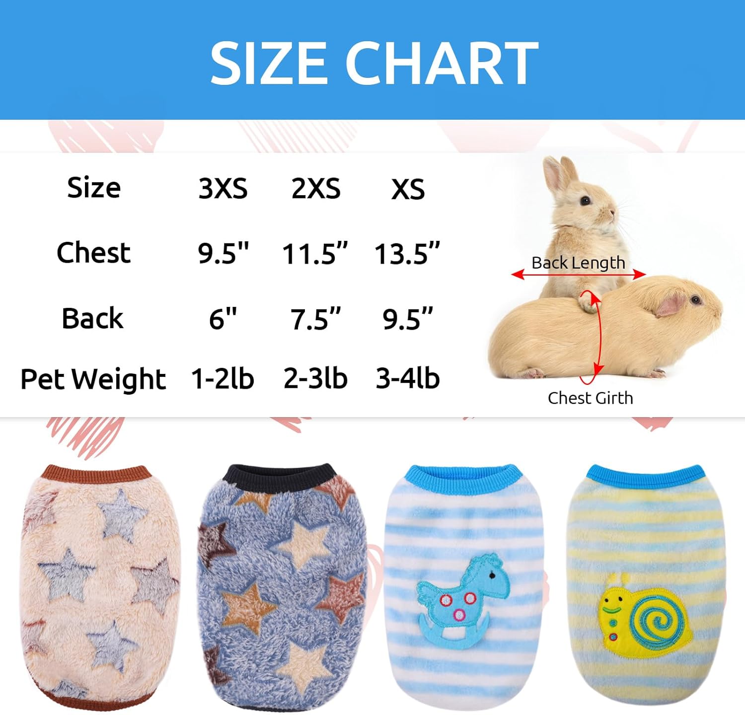2 Pack Guinea Pig Clothes Rabbit Sweater Chihuahua Costume Warm Vest