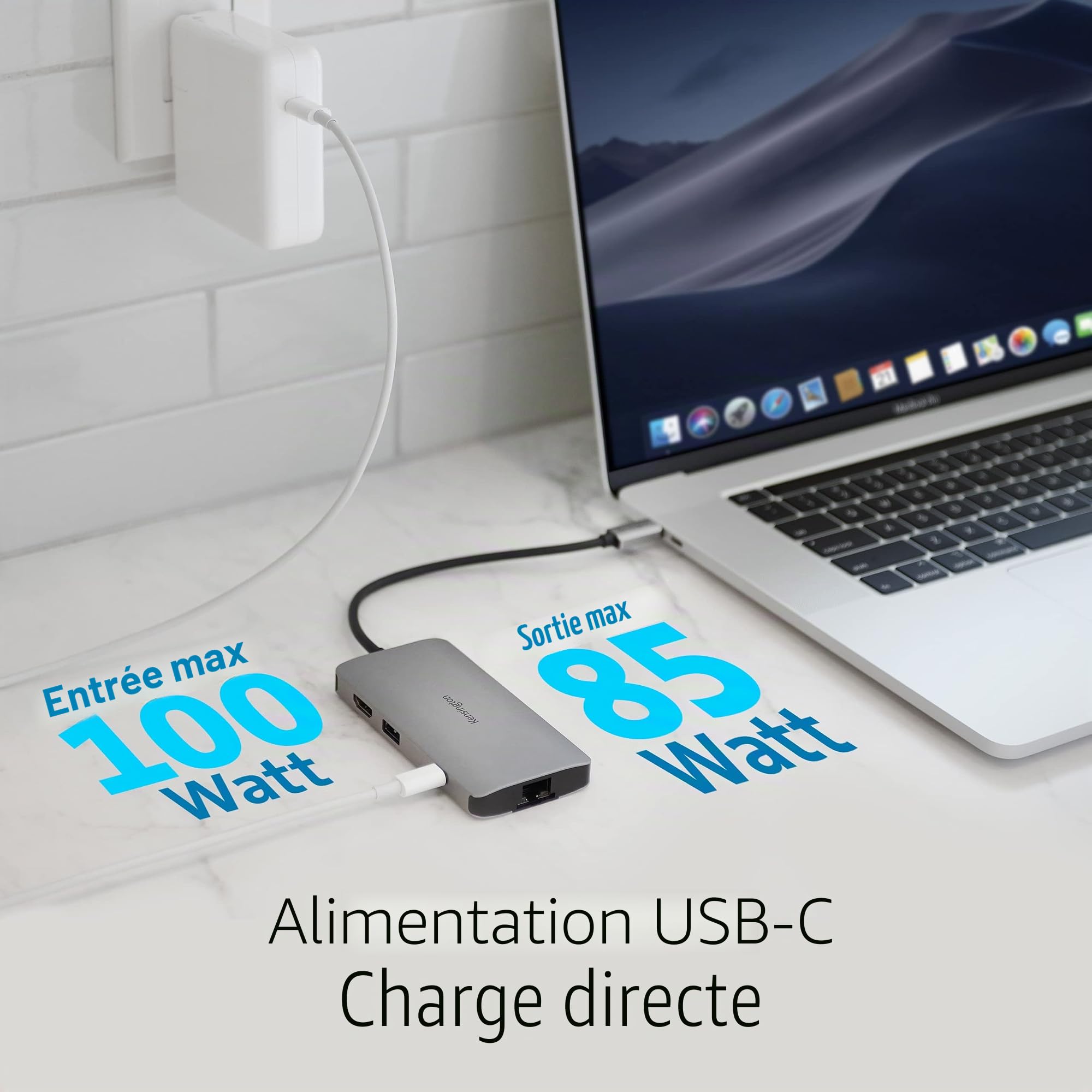 KENSINGTON UH1400P - Station d'Accueil Mobile USB-C Universelle 8-en-1 Sans Pilote, 8 Ports, Transfert d'Alimentation 85W, Ultra HD (4K à 69Hz pour 1 Moniteur), Haute Résolution, Plug&Play (K33820WW)