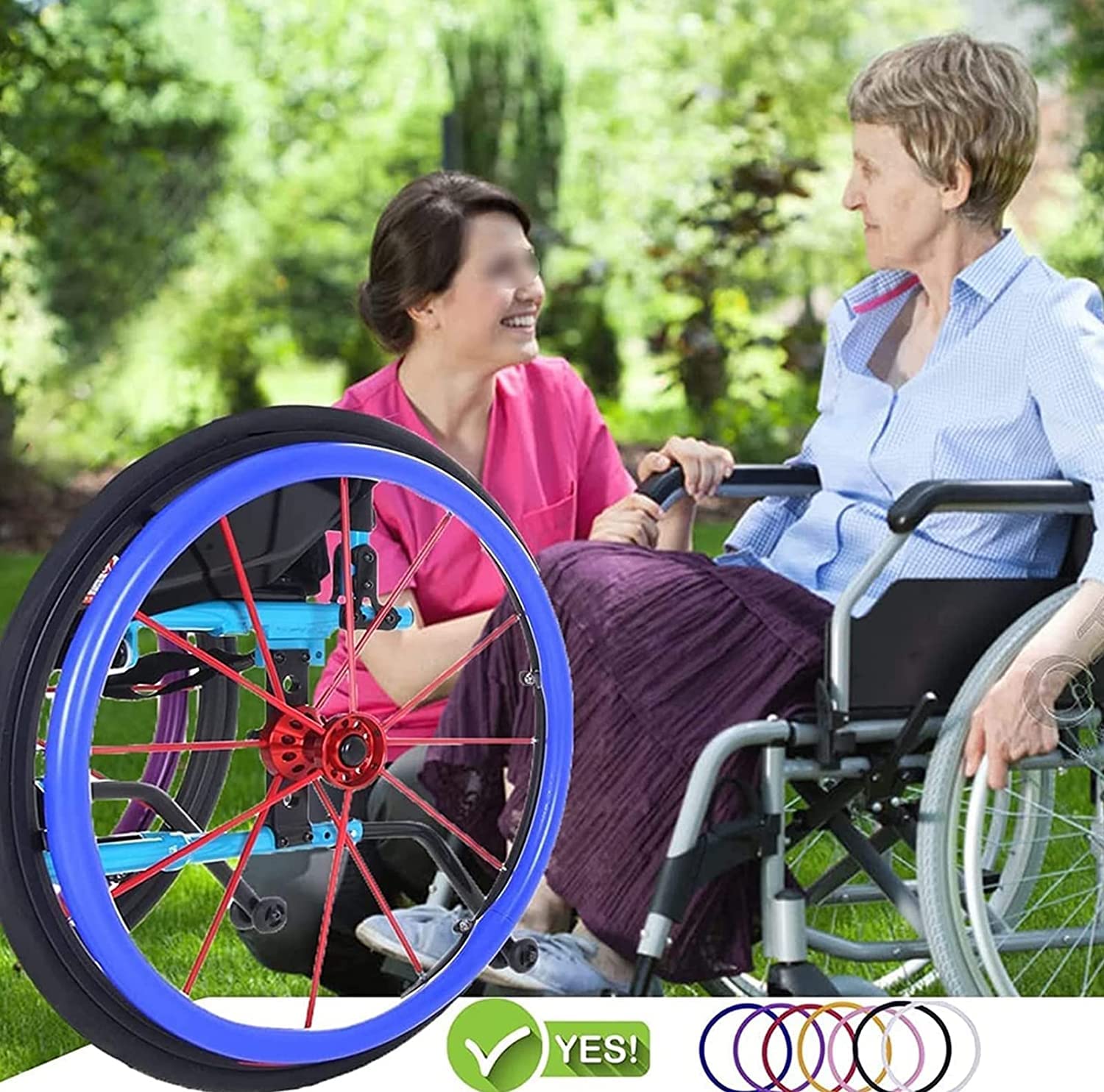 Rollstuhlabdeckung 24 Zoll/22 Zoll Rollstuhl-Schiebefelgenabdeckungen 1 Paar rutschfeste, verschleißfeste Handschiebeabdeckung Rollstuhl-Hinterrad-Rollstuhlzubehör (Color : 006, Größe : 24in)