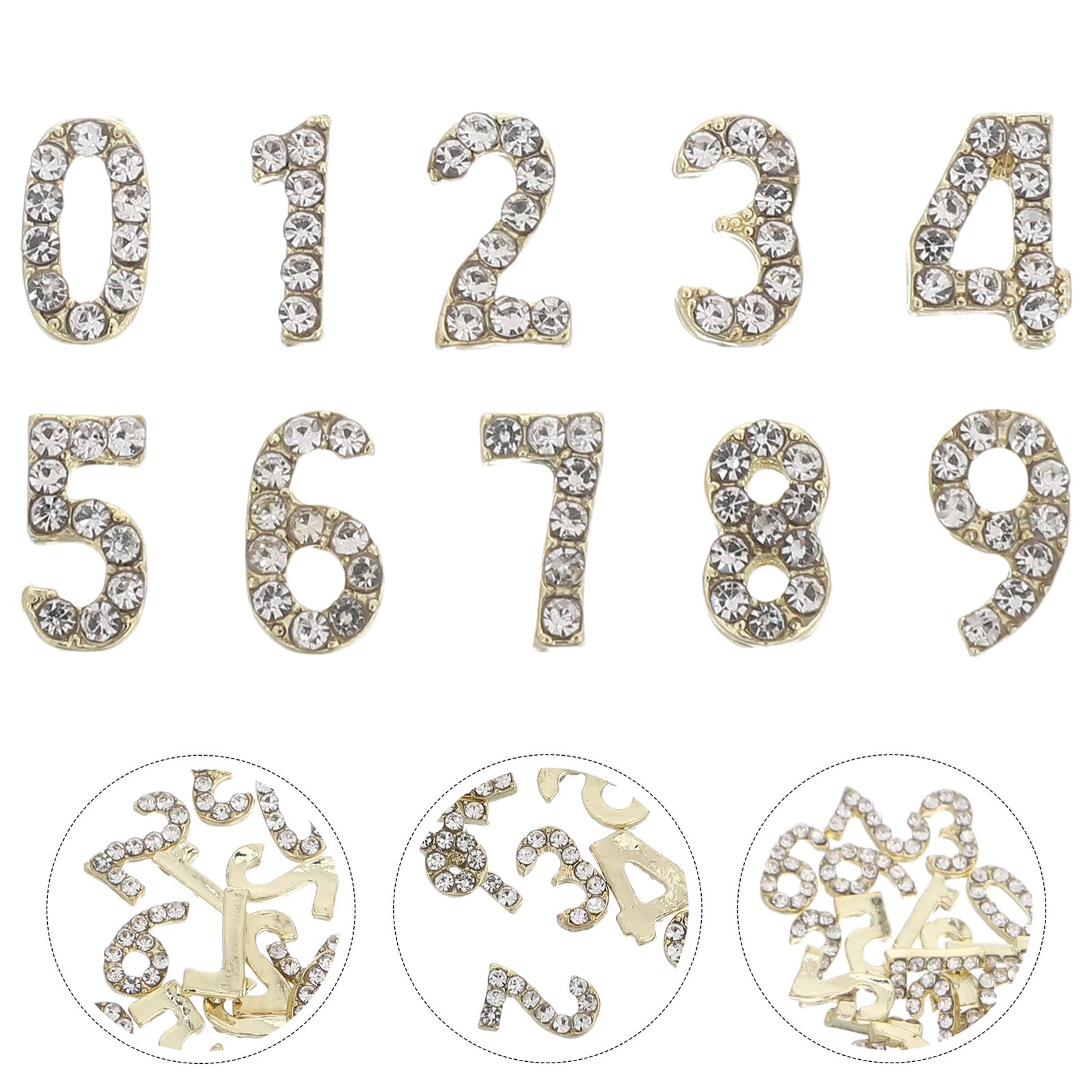 Angoily Set 100 Ciondoli Numerici per Unghie Strass Lucidi Decorazioni Nail Art Retro Piatto in Argento Accessori Fai da Te per Manicure Brillanti e Personalizzate