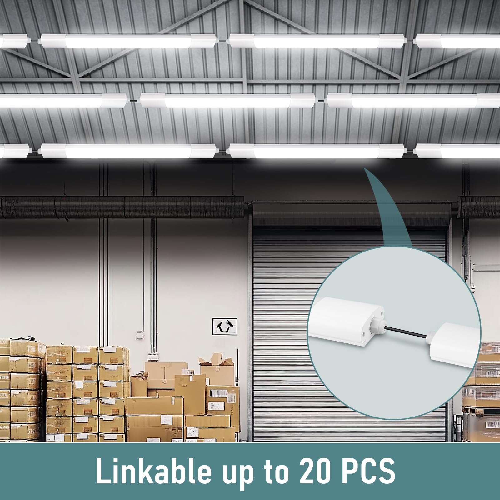 Plafonnier LED pour pièces humides 60 cm IEGLED 20 W 2200 lm 4000 K blanc neutre Plafonnier d'atelier avec IP65 étanche Tube néon blanc comme lampe de salon, lampe de cuisine, lampe de cave, lampe de