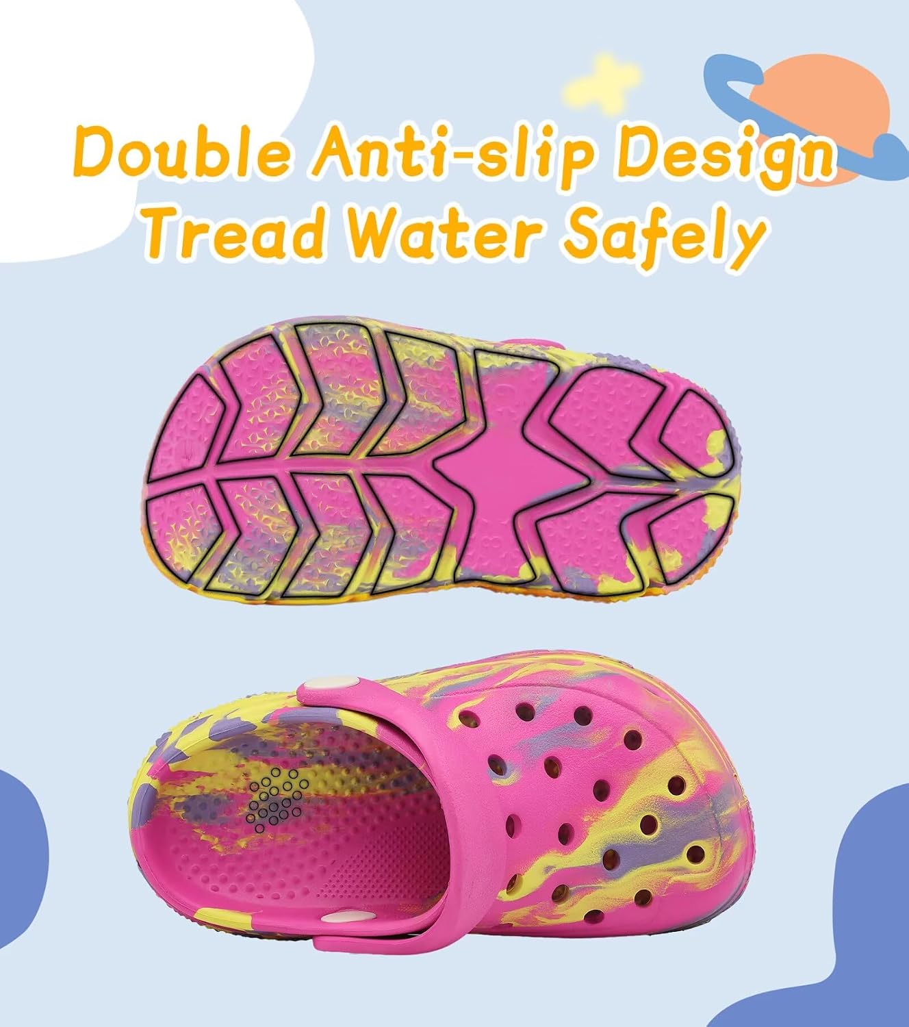 Toddler Kids Clogs Garden Shoes for Boys Girls Marbled Tie Dye Water Shoes Slip on Sandals
