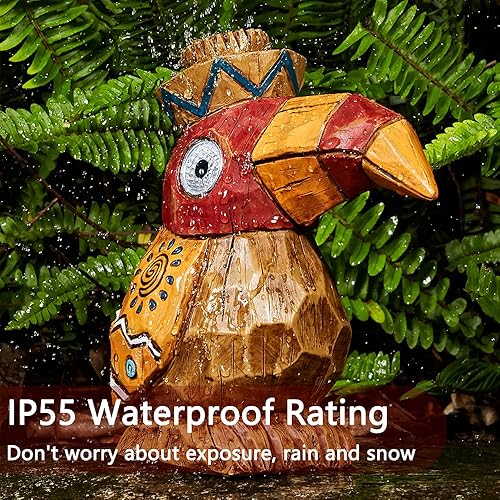 Miniatura 6 de Estatua solar Tiki - pájaro carpintero pájaro pájaro jardín hawaiano  Luz solar para exteriores, esculturas y estatuas de jardín, barra de tótem,
