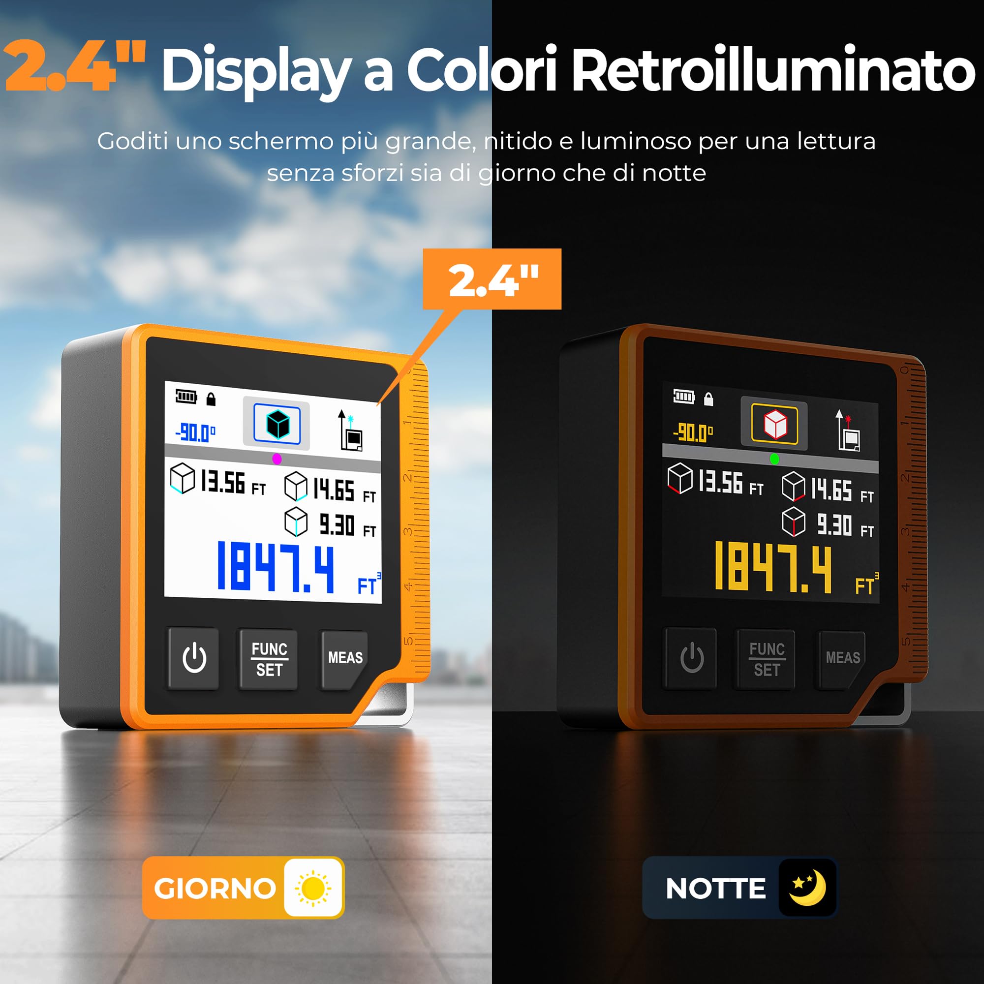CIGMAN Telemetro Laser Digitale 3 in 1 80M, Misuratore di Distanza con LCD Retroilluminato, Bolla Elettronica,Goniometro Digitale, Unità M/In/Ft, Metro Laser Digitale (CD80)