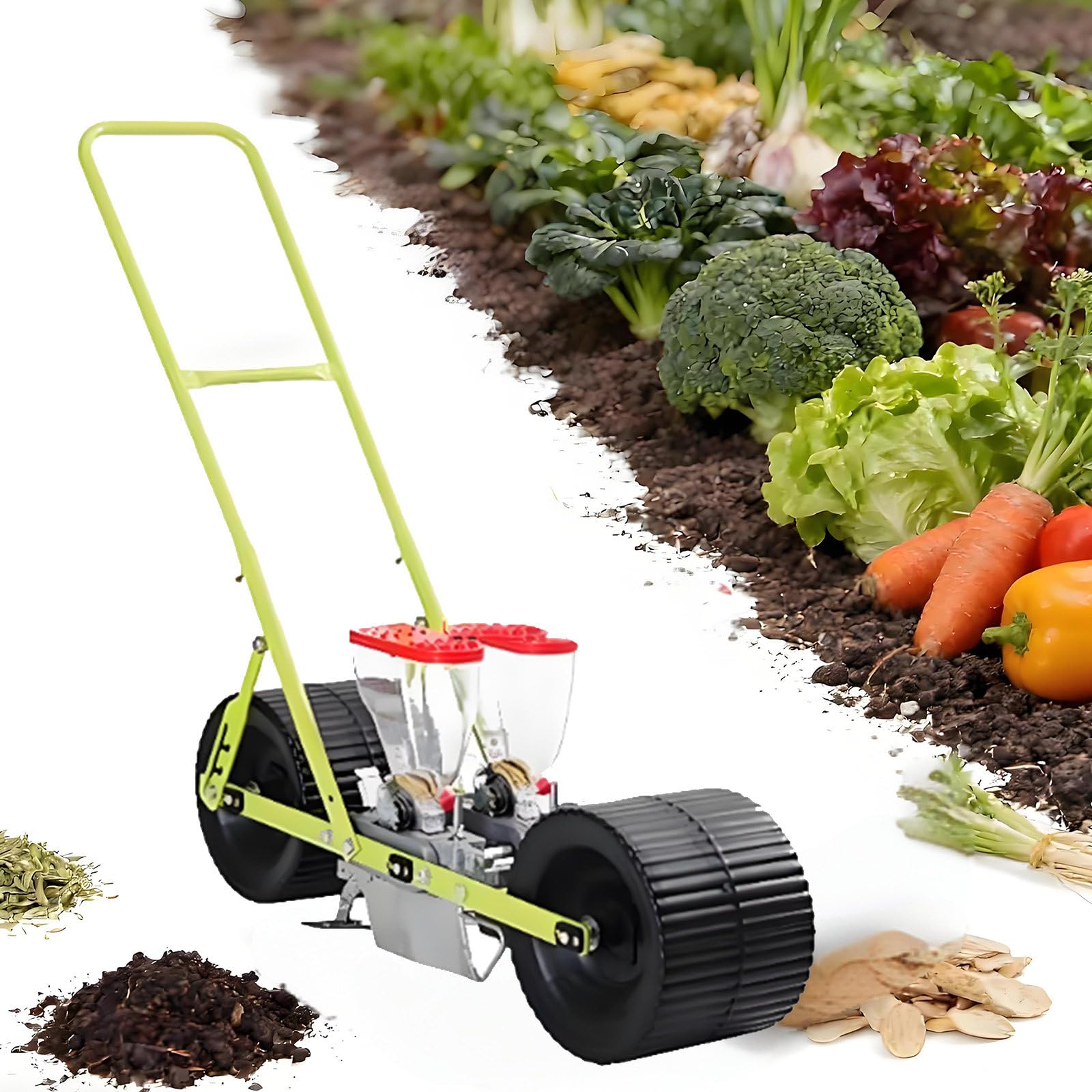 VWOOT - Sembradora de precisión de una fila, sembradora manual de jardín, sembradora manual portátil para plantar soja de maíz, herramienta de siembra para jardinería en casa y granja