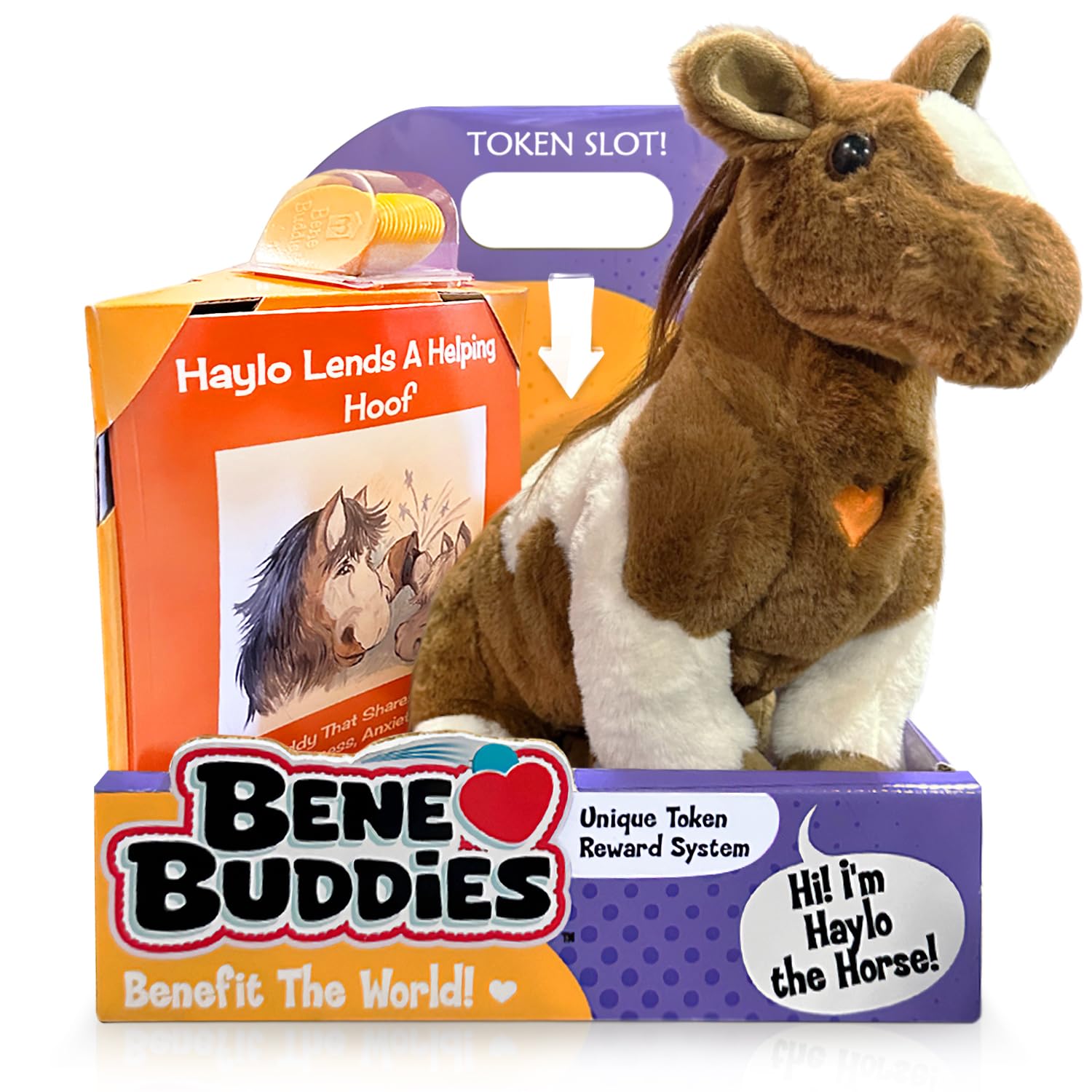 Bene World Haylo The Horse Stuffed Animal – Plush Toy with Storybook for Kids, Emotional Support Companion Providing Comfort, Play, and Learning in a Soft and Cuddly Design