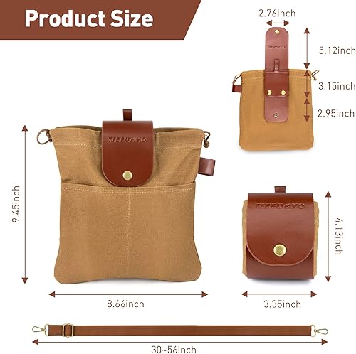 Miniatura 2 de Bolsa de forrajeo de lona encerada para acampar al aire libre, bolsa de forrajeo resistente al agua, plegable, de hongos marrones, bolsa de