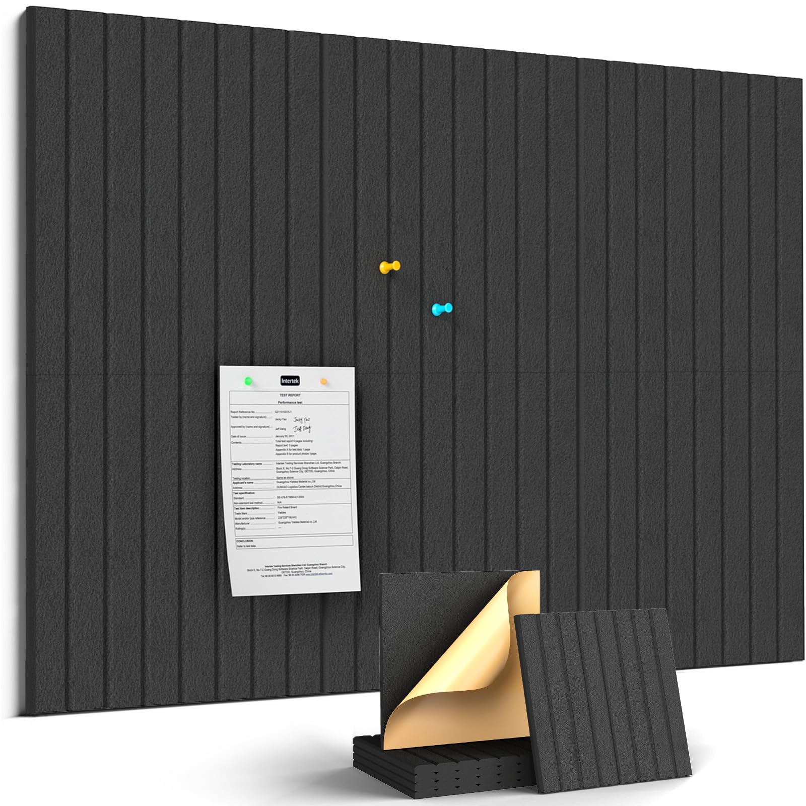 JBER Felt Cork Bulletin Board for Wall 90x60cm, 6 Pack Self-Adhesive Felt Notice Board for Walls, pin Boards for Home Office School,As Planning Board Photo Wall Board Jewelry Storage,Black