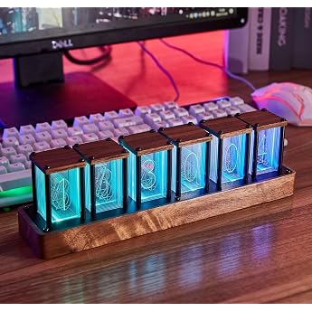 led nixie watch digital nixie tube clock nixie tube clock and sync wifi alarm and 12/24 hour display no assembly required - a retro gift for friends