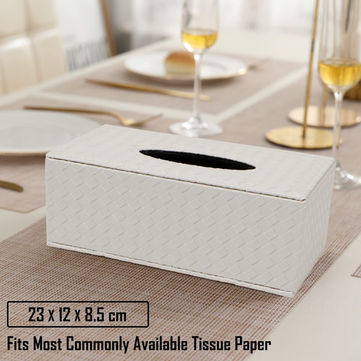 HOKIPO PU Leather Tissue Box Holder, White (AR4081-D5) 1