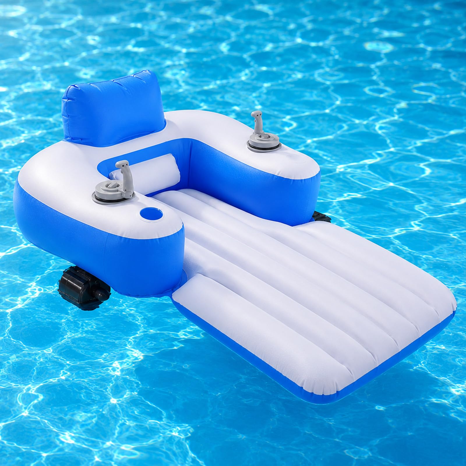 pealiritansemen Rechargeable Pool Float for Adults, Motorized Pool Lounger with 2600mAh Battery, 46W Power, Joystick Control, Foldable PVC Design for Backyard Pools and Calm Lakes B