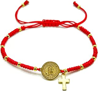 Handmade Red String Bracelet with Virgin Mary Charm Religion Cross Protection Jewelry