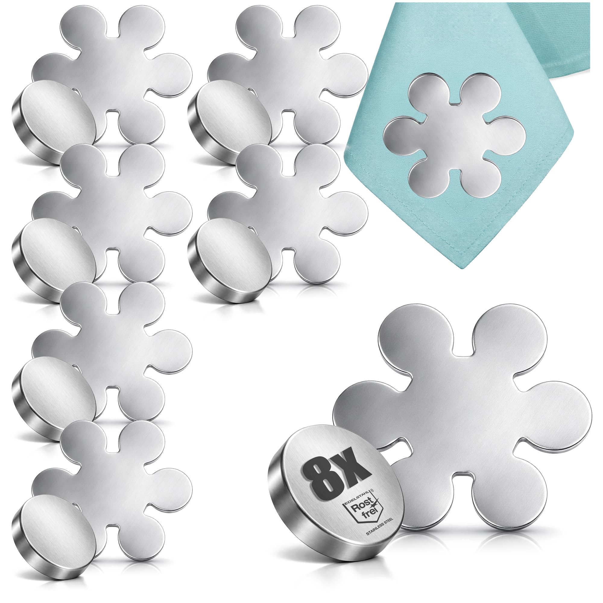 Com-Four Blume - Set1a Com-Four® 8X Tablecloth Weights - Tablecloth Weights Made Of Stainless Steel - Magnetic Tablecloth Clip - Approx. 45G