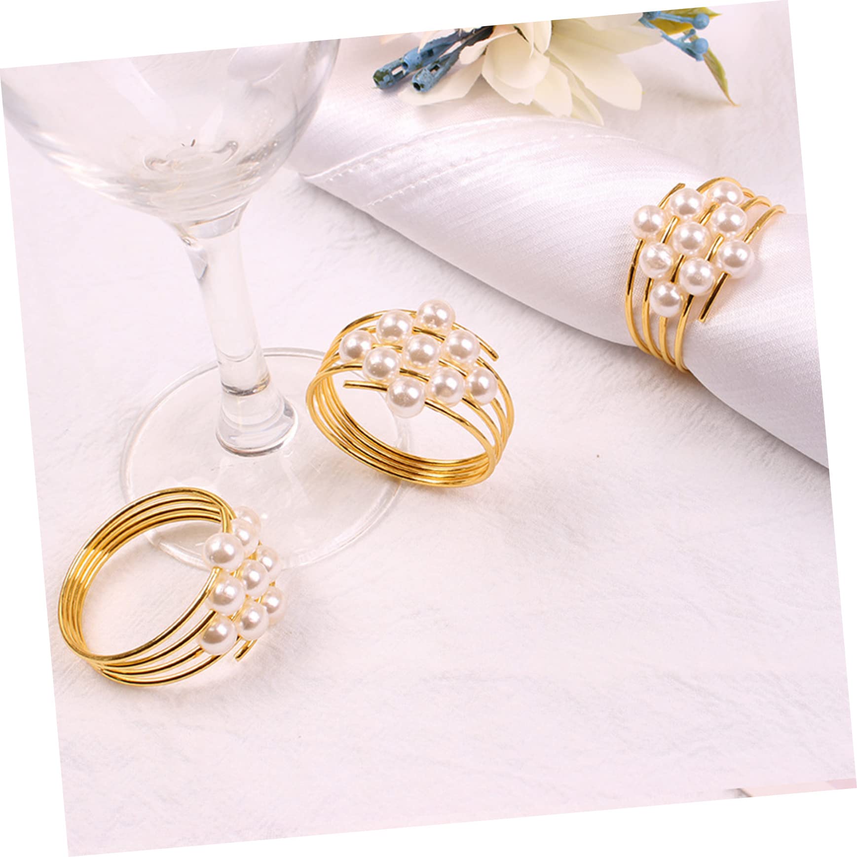 PRETYZOOM 24pezzi Portatovaglioli Con Decorazione Perla Da Anelli Per Tovaglioli Eleganti Per Matrimoni e Ristoranti Accessori Per La Tavola Decorativi