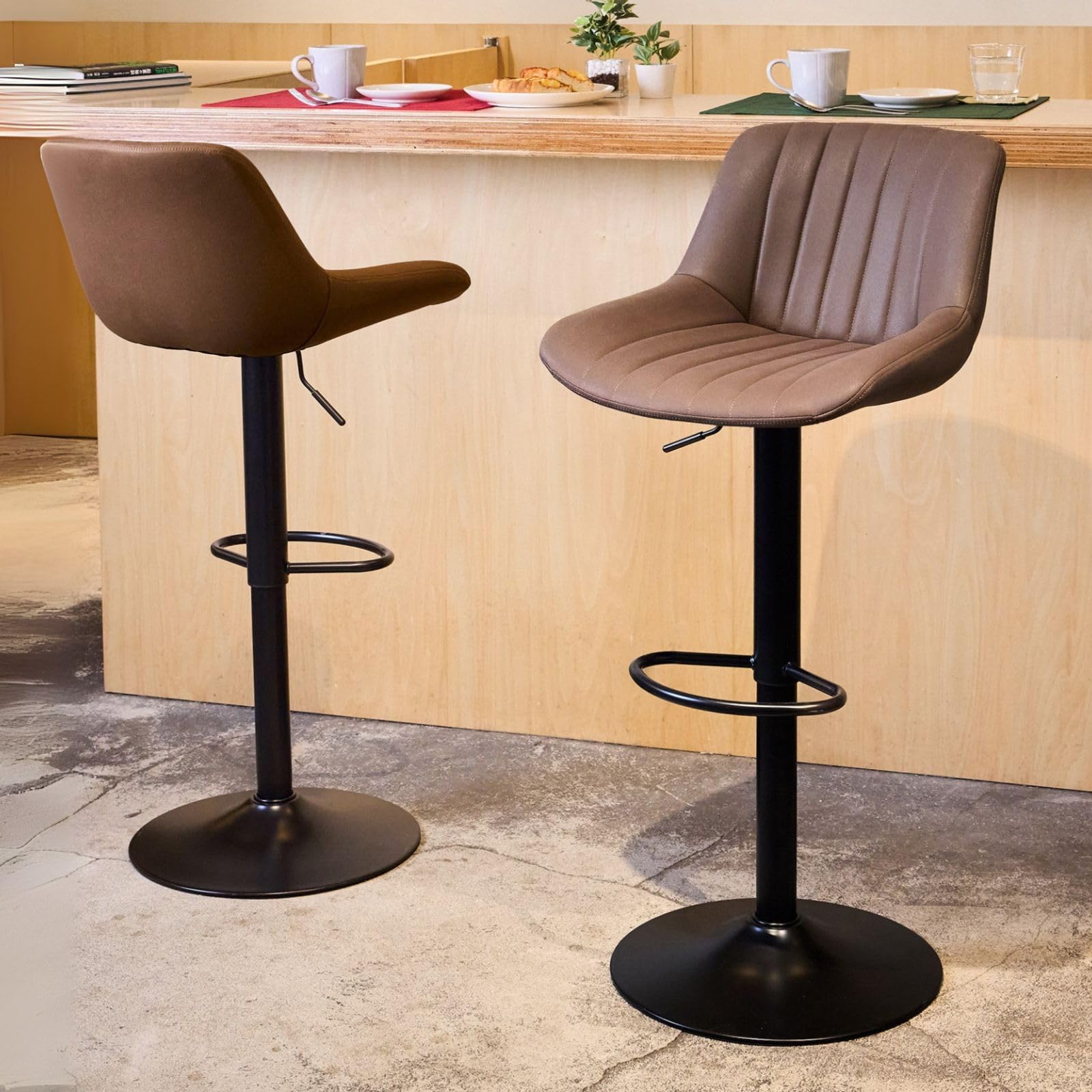 カウンターチェア 昇降式 ブラック ブラウン 1脚　9/10迄 昇降式］木目調 カウンターチェア 1脚 回転 座りやすい