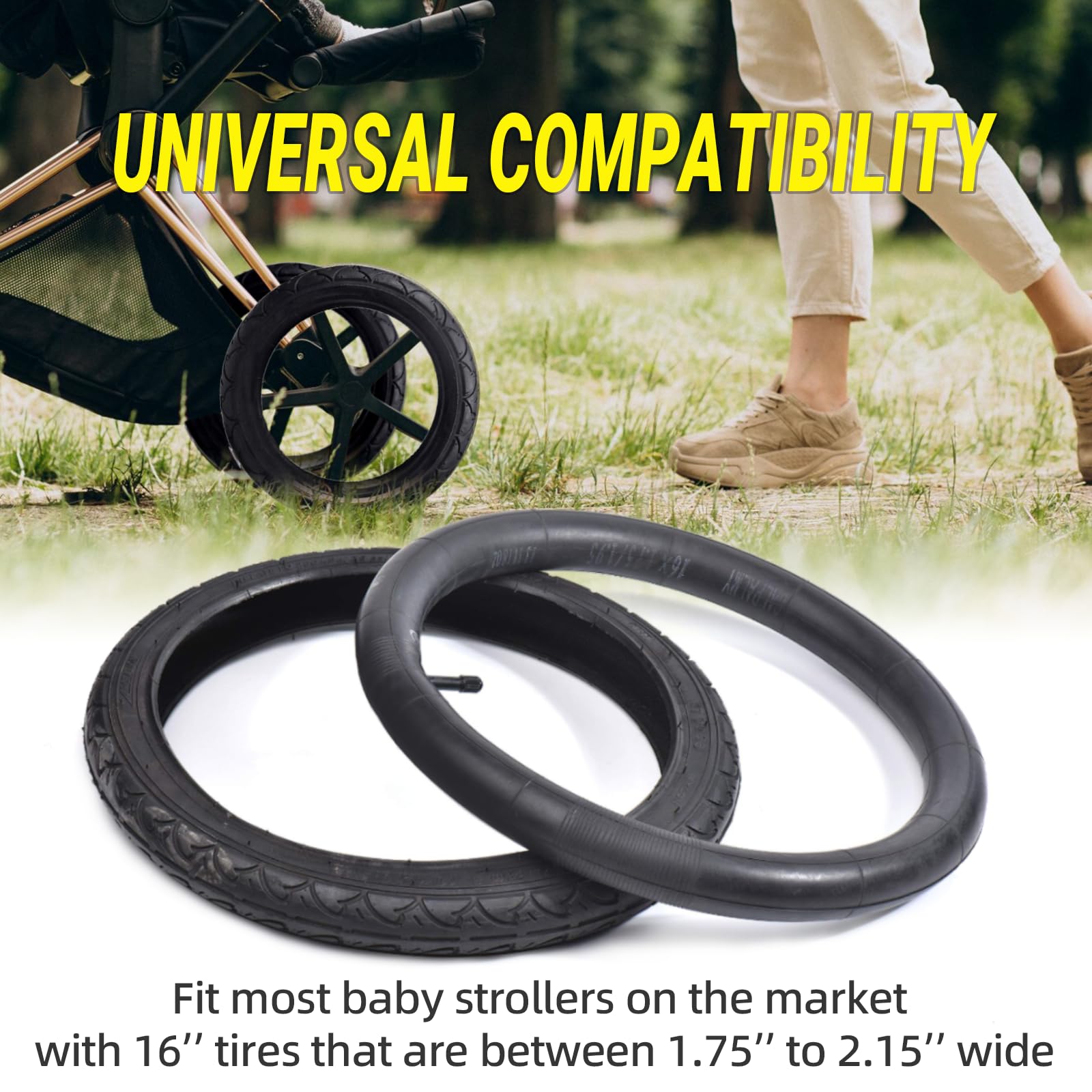 Amazon.com: 16'' x 1.75/2.15 Back Wheel Replacement Tire and Tube for BoB  Revolution SE/Pro/Flex and Duallie - Made from BPA/Latex Free Premium  Quality Butyl Rubber : Baby