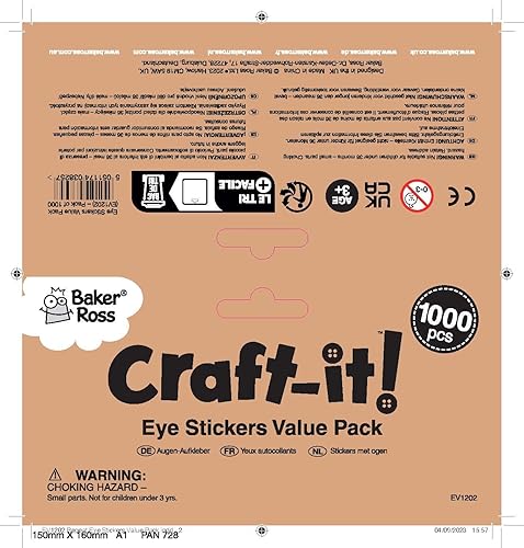 Miniatura 5 de Baker Ross EV1202 - Pegatinas para ojos, paquete de 1000, adornos para niños para añadir a proyectos de artes y manualidades, adhesivos en los ojos,