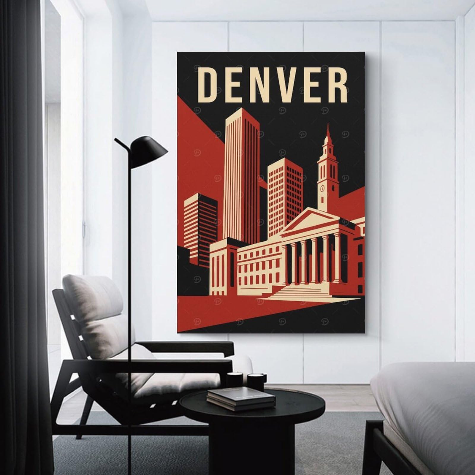 Junmoney Denver Vintage Travel Canvas Wall Decor 24x36inch(60x90cm), for Entrance Walls, Hall Decor Or Foyers, Wall Decor to Refresh Empty Corners
