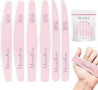 MelodySusie Professional Nail File Kit 6PCS - Double Sided 100/180 Grit Mixed Shapes Pink Emery Boards for Manicure Pedicure Home Salon
