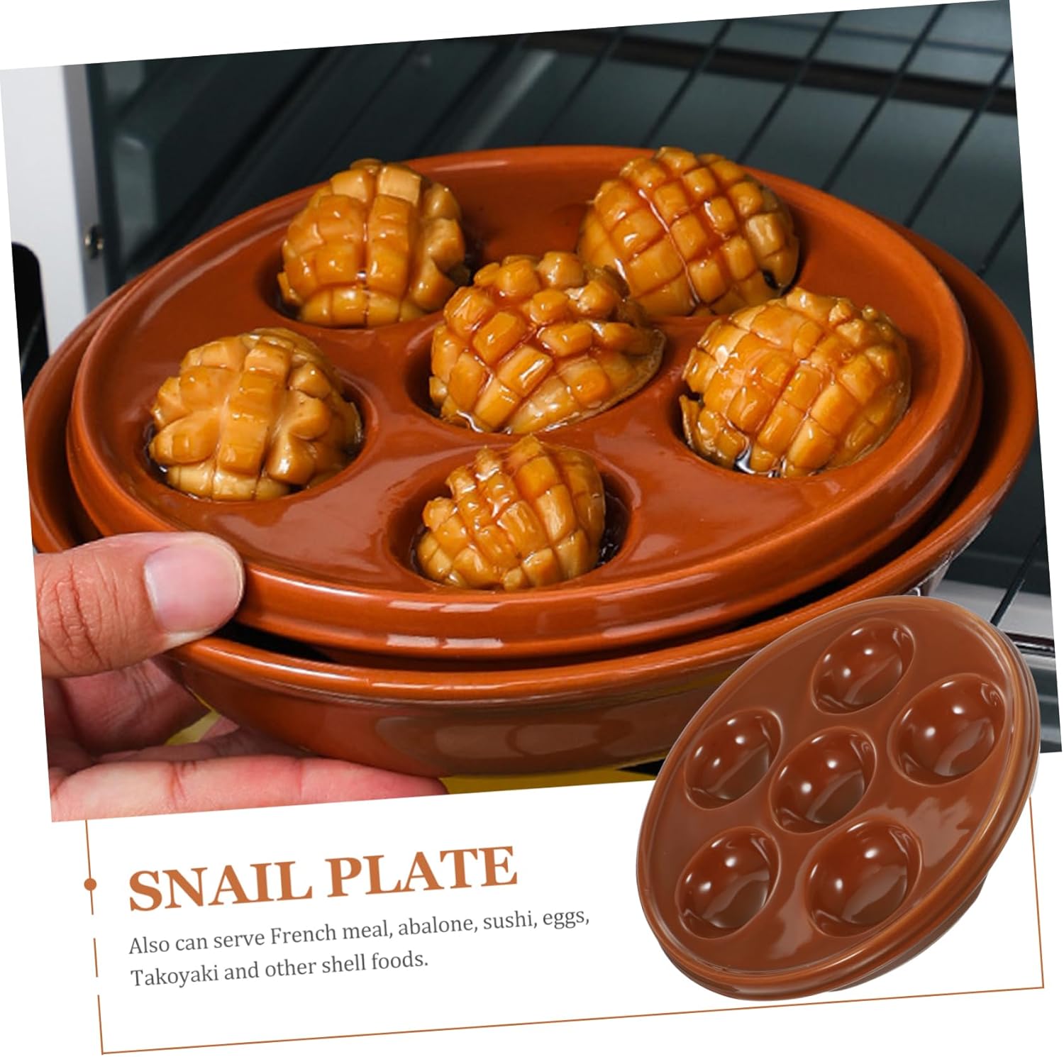 2-piece Escargot Plate Set Snail Baking Dish Grill Pan for Shellfish Foods