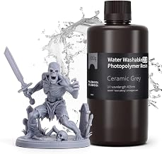 ELEGOO Water Washable Resin 2.0, Grey 1000g, 395-405nm UV Fast Curing 3D Printing Liquid, Water Washable 3D Printer Resin for LCD/SLA/DLP 3D Printers