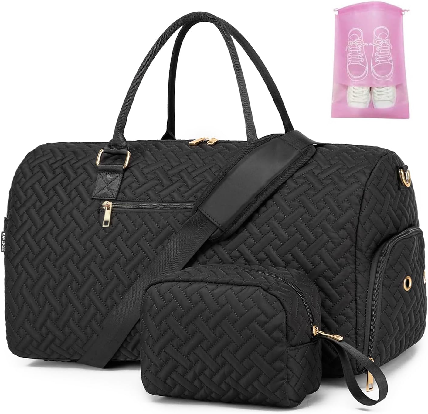 Duffle Bag for Travel, Weekender Bag with Shoe Compartment, Carry On Overnight Bag for Women with Toiletry Bag, Gym Bag with Wet Pocket, Hospital Bags for Labor and Delivery Beige