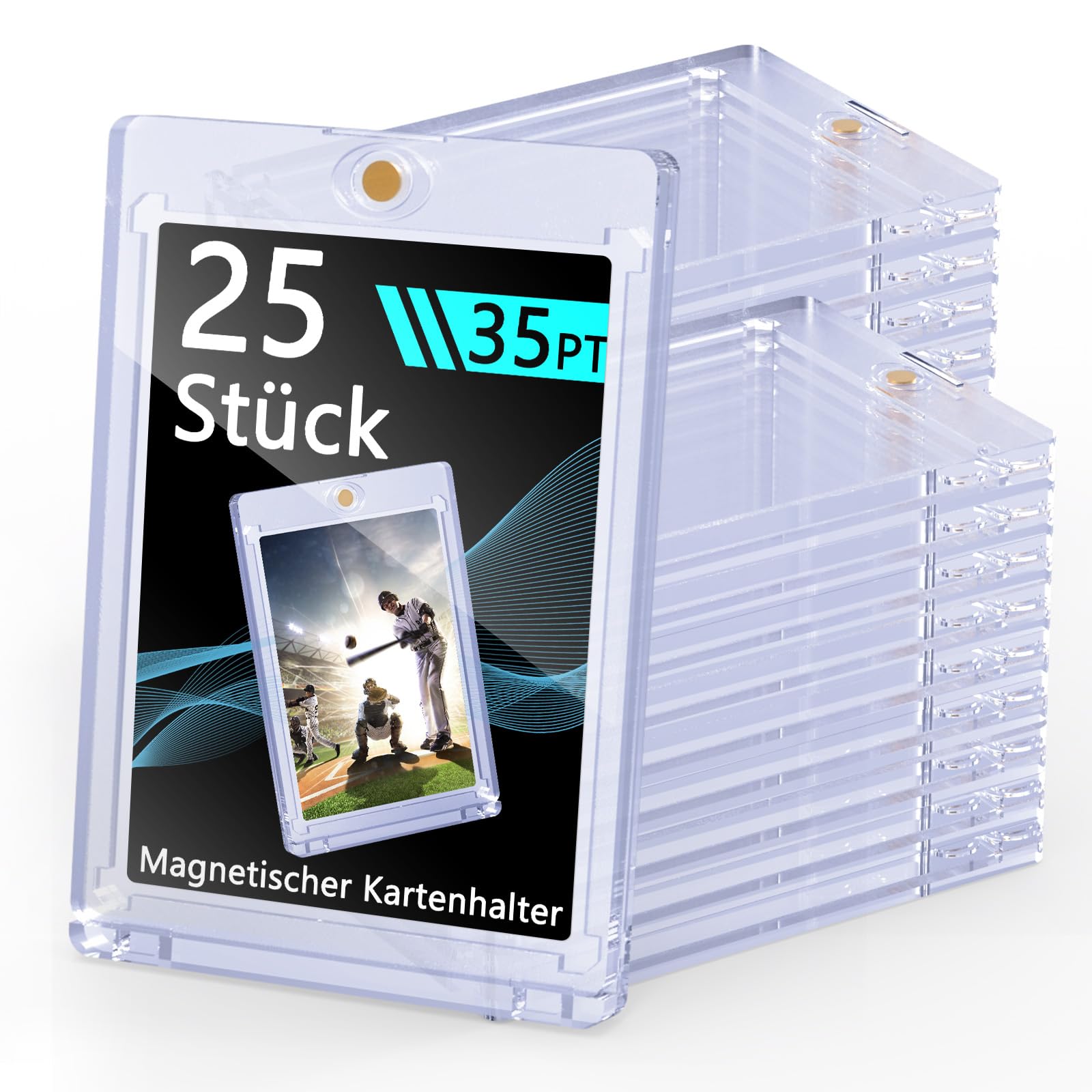 Magnetic Card Holder 25 Stück 35pt Magnetischer Kartenhalter für Trading Cards Sammelkarten HüLlen Karten Rahmen Sleeves Kunststoff Harte KartenhüLlen Halter für Game Sports Karten