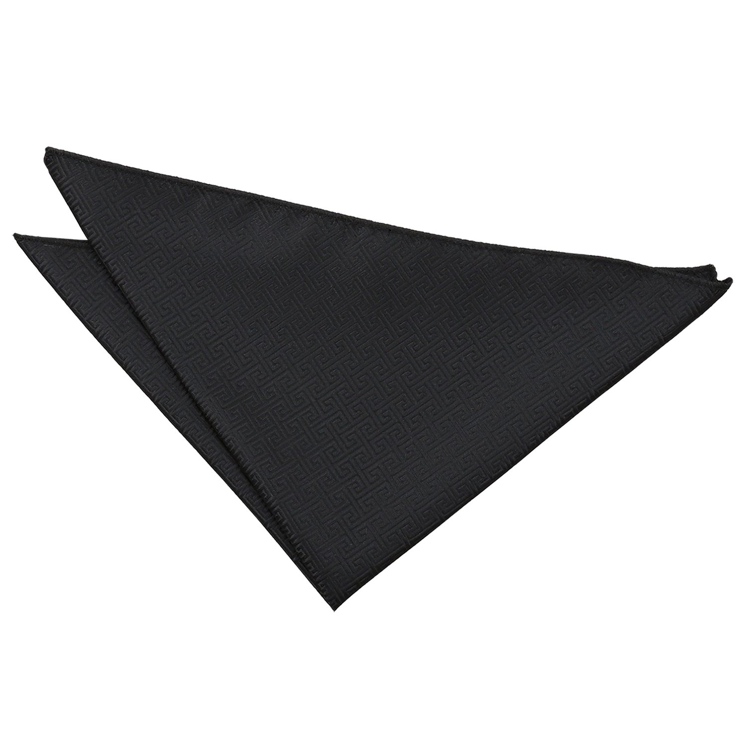 DQT Mens Greek Key Jacquard Pocket Square - Wedding, Business & Formal Suit Handkerchief - Black