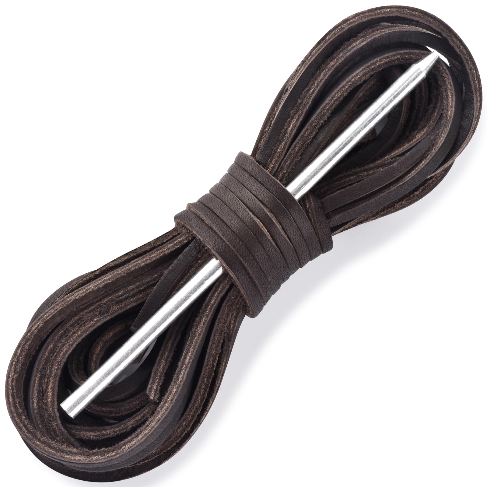 TeeLiy Leather Shoe Lacing Kit, Relace Kit for Handsew Shoes, 41-47 Inch Leather Shoelace for Boat shoes, 1 Needle & 2 Strips