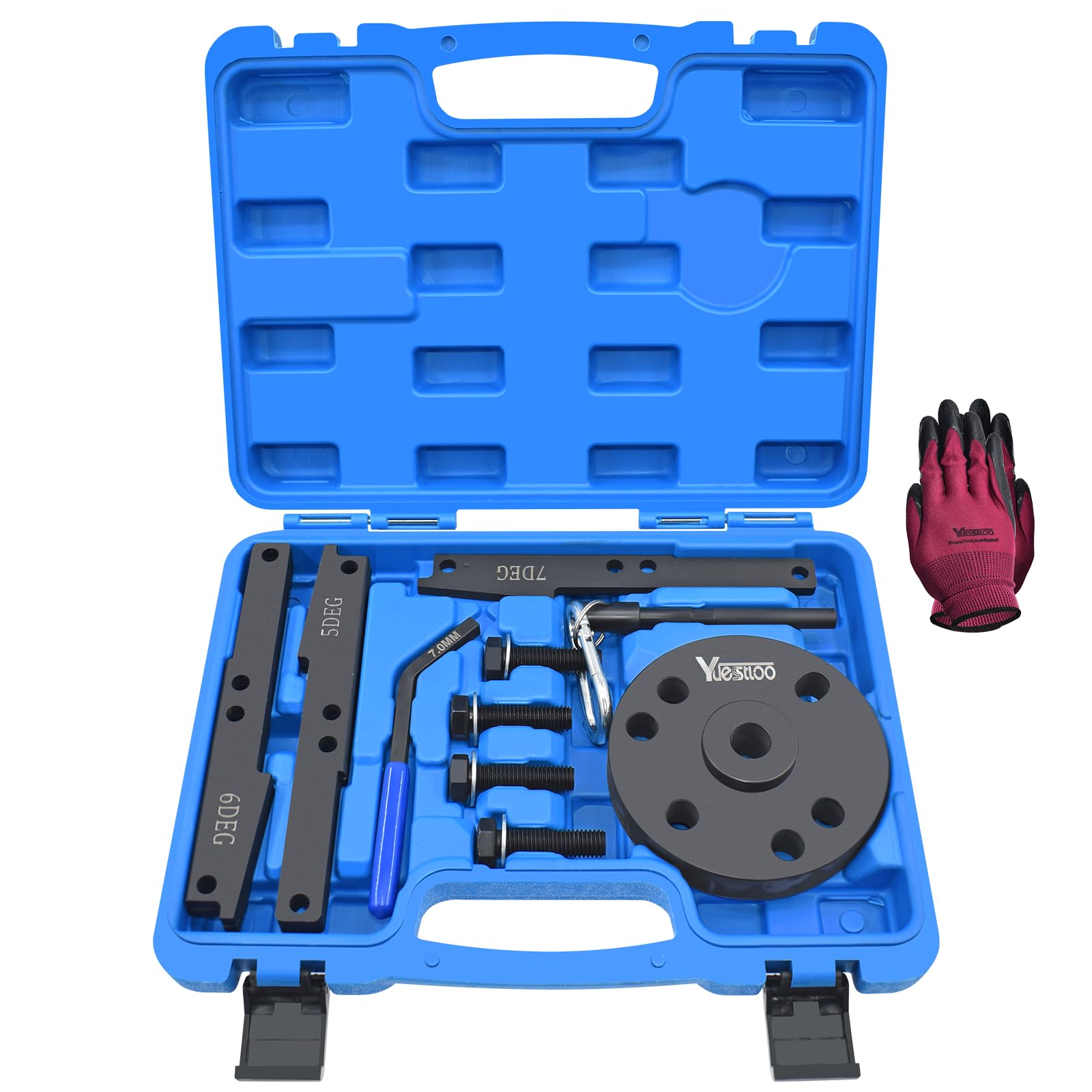 3163021 Cam Timing Tool Kit + 3163530 Engine Brake Adjustment Tool, Compatible with Cummins ISX QSX X15 Engine, 16PCS with 4/5/6/7 Degree Wedge with Carrying Case, Replace 3163020 3163069