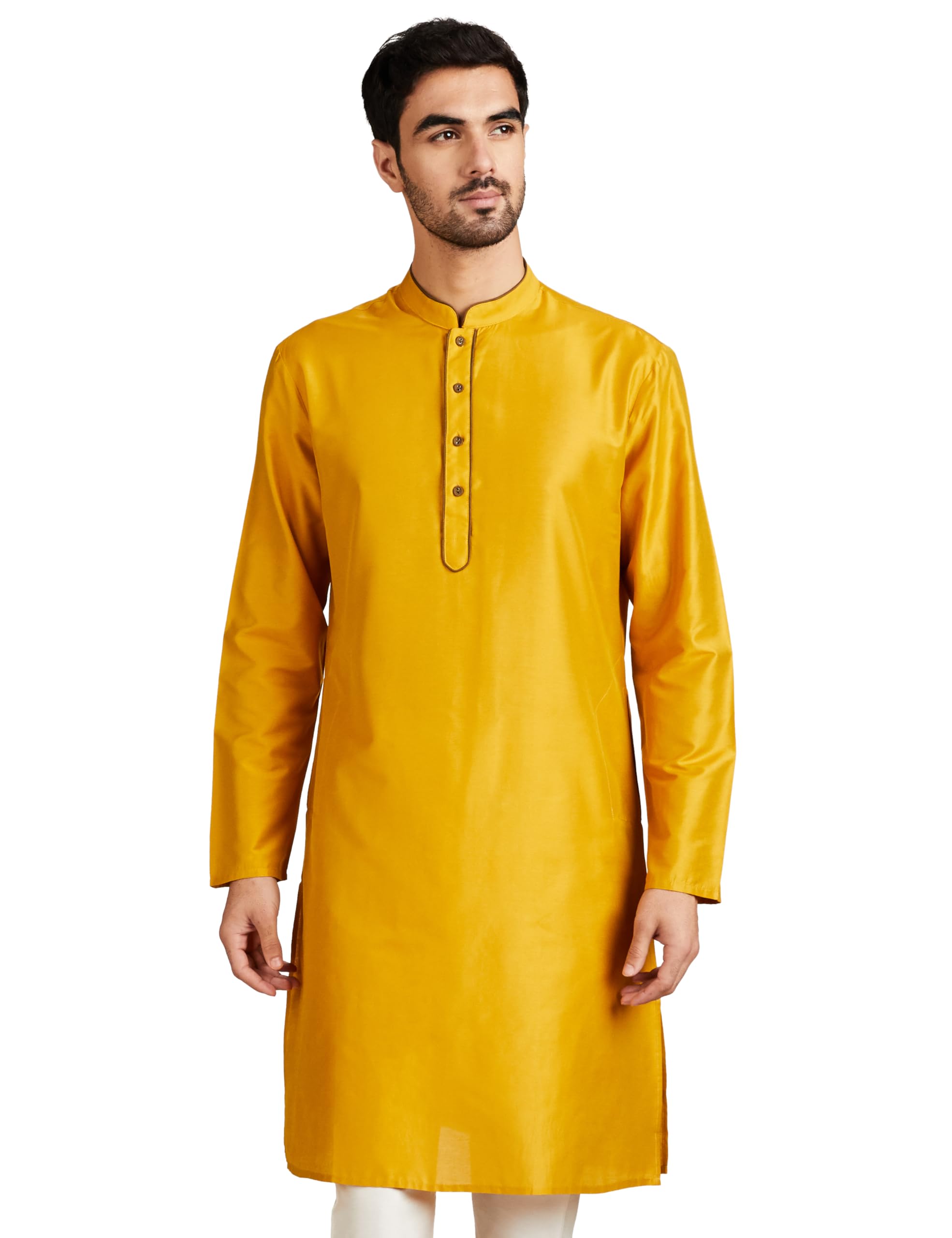 amazon brand - symbol Men's Rayon Blend Festive Solid Long Kurta (Regular Fit)-picture-15