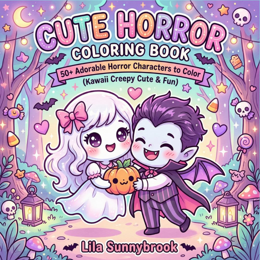 Cute Horror Coloring Book: 50+ Adorable Horror Characters to Color (Kawaii Creepy Cute & Fun)