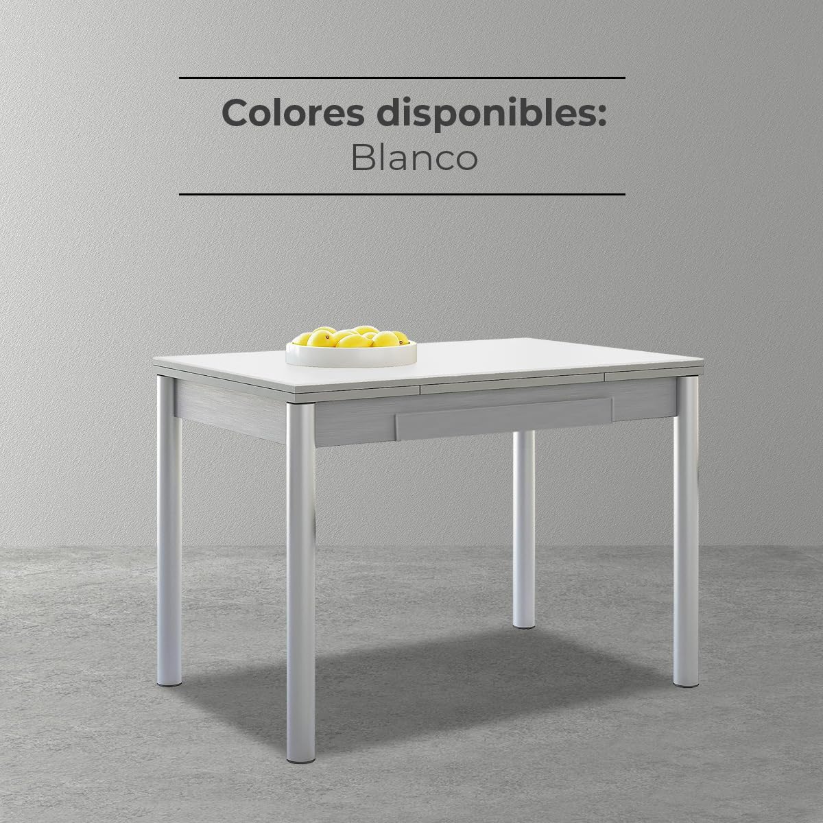 Astimesa - Mesa de Cocina Extensible - Estructura Aluminio - Color Blanco - Ideal para Espacios Pequeños - Medidas: 90 x 50 cm - Extensible: 140 x 50 cm