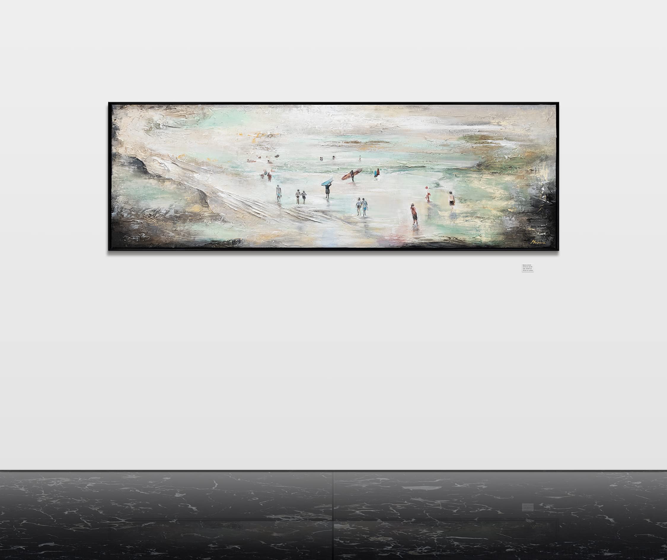 YS-Art XXL Abstrakt Acrylbild auf Leinwand Wellenreiten handgemalte Strand