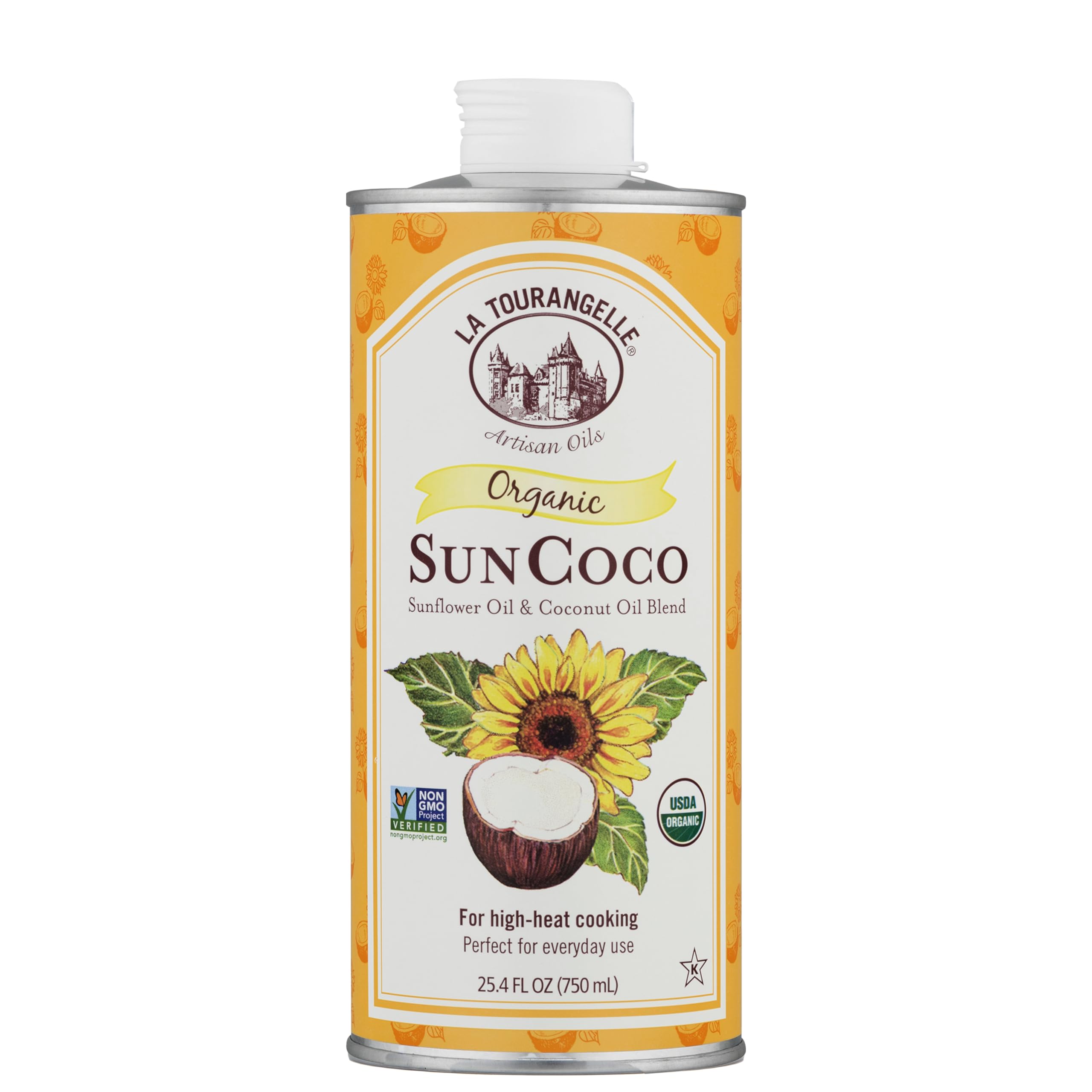 Organic Sun Coco Oil, Unique Blend of Organic High-Oleic Sunflower Oil and Organic Refined Coconut Oil, Heat Heat Cooking and DIY Beauty, 25.4 fl oz