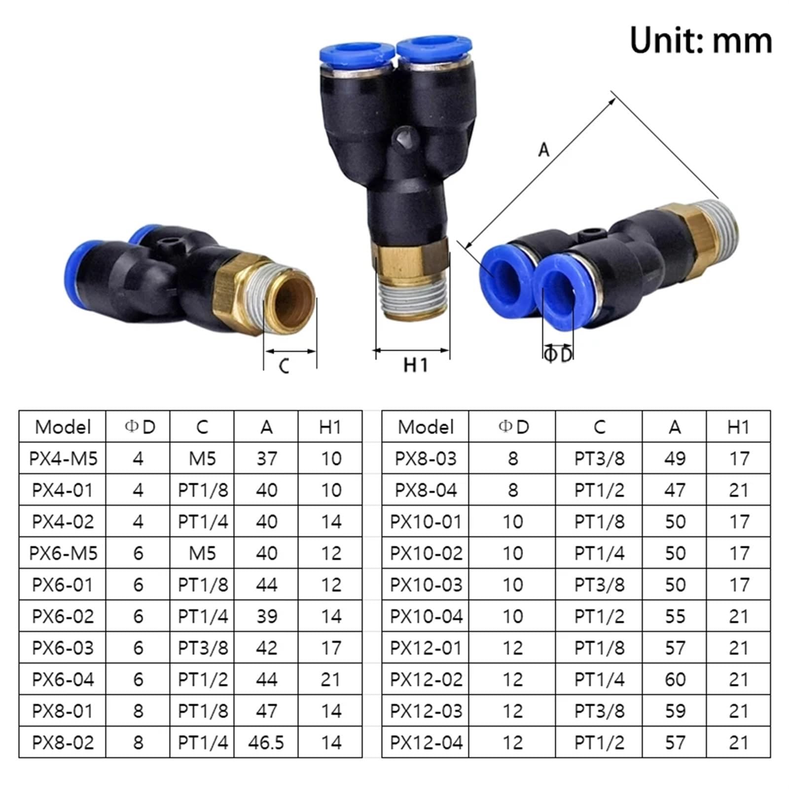 500PCS PX Typ Quick Release Schlauch Rapidities Rohr Messing Gas Anschluss Luft Pneumatische Fitting M5(PX6-01 (500PCS))