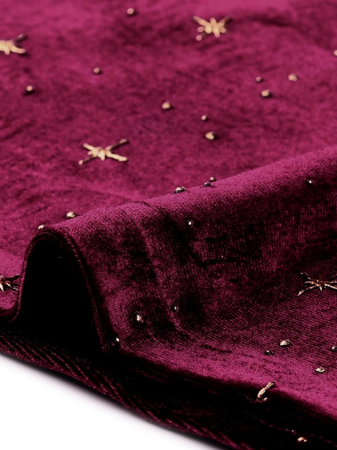 Agnes Orinda Plus Size Velvet Tops for Women V Neck Long Sleeve Shiny Gilding Metallic Stars Tops - Image 5