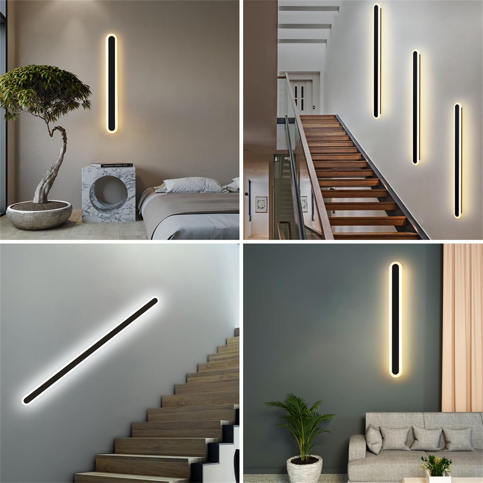 LED Innen Wandleuchte mit Hand Sensor Schalter Wandlampe USB Aufladbare Akku Betrieben Wandleuchten 120cm 2700K/4000K/6500K Wandbeleuchtung Moderne für Schrank Wohnzimmer Hotel (Neutral Licht,60cm)
