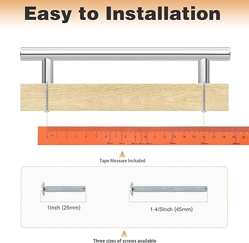 Miniatura 116 de Probrico - Paquete de 20 manijas planas negras modernas para cajones, manijas de cocina, armario europeo, tirador en T para tocador - Centros