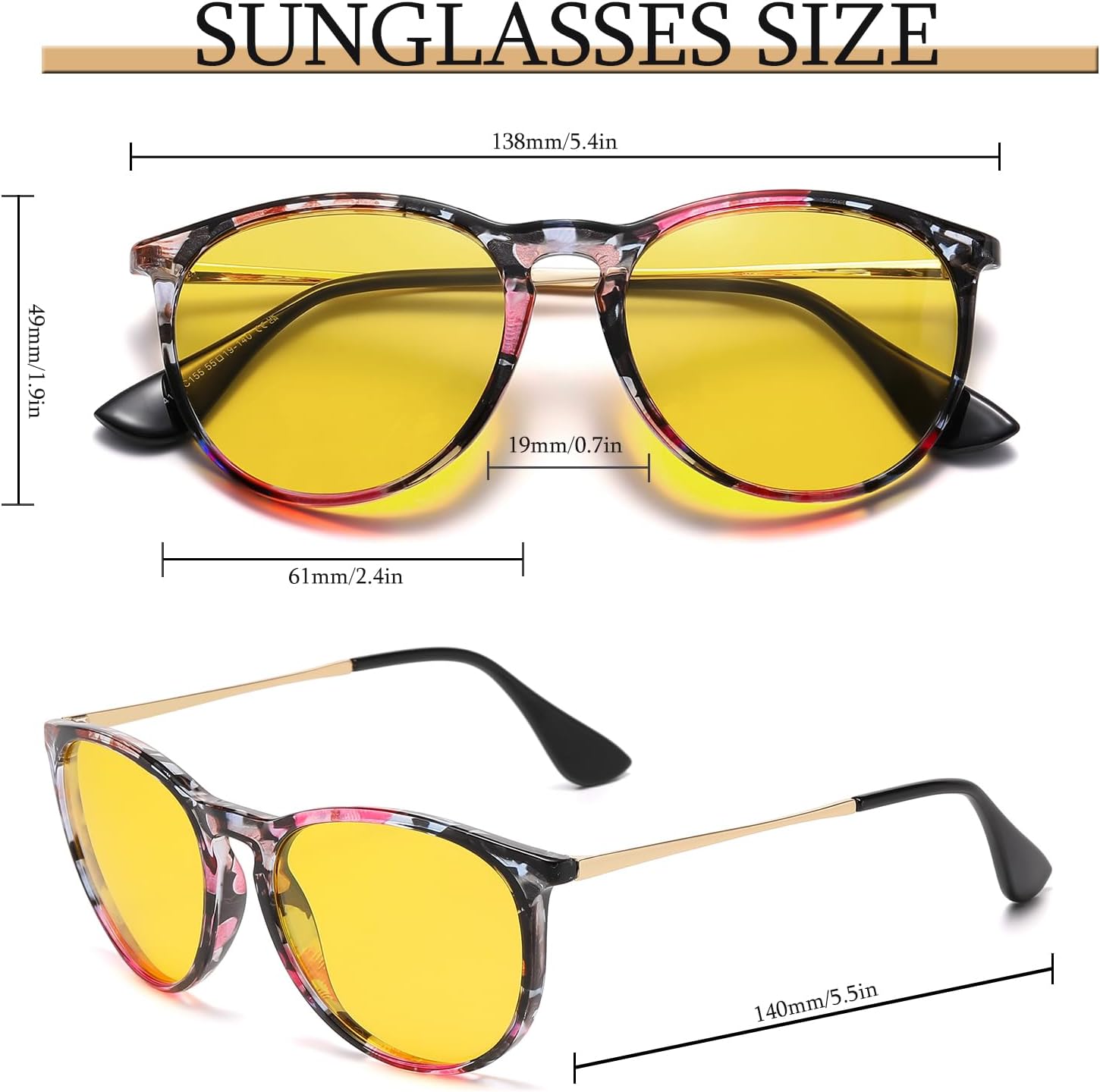 Night Vision Driving Glasses for Women - Polarized Night Vision Glasses HD Anti Glare Yellow Lens Nighttime Glasses - Image 2