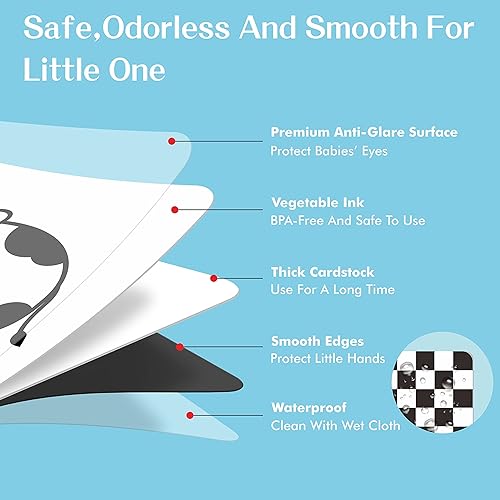 Miniatura 2 de Tarjetas de estimulación visual de 50 páginas, 25 tarjetas de estímulo visual para bebés en blanco y negro, juego de tarjetas de desarrollo