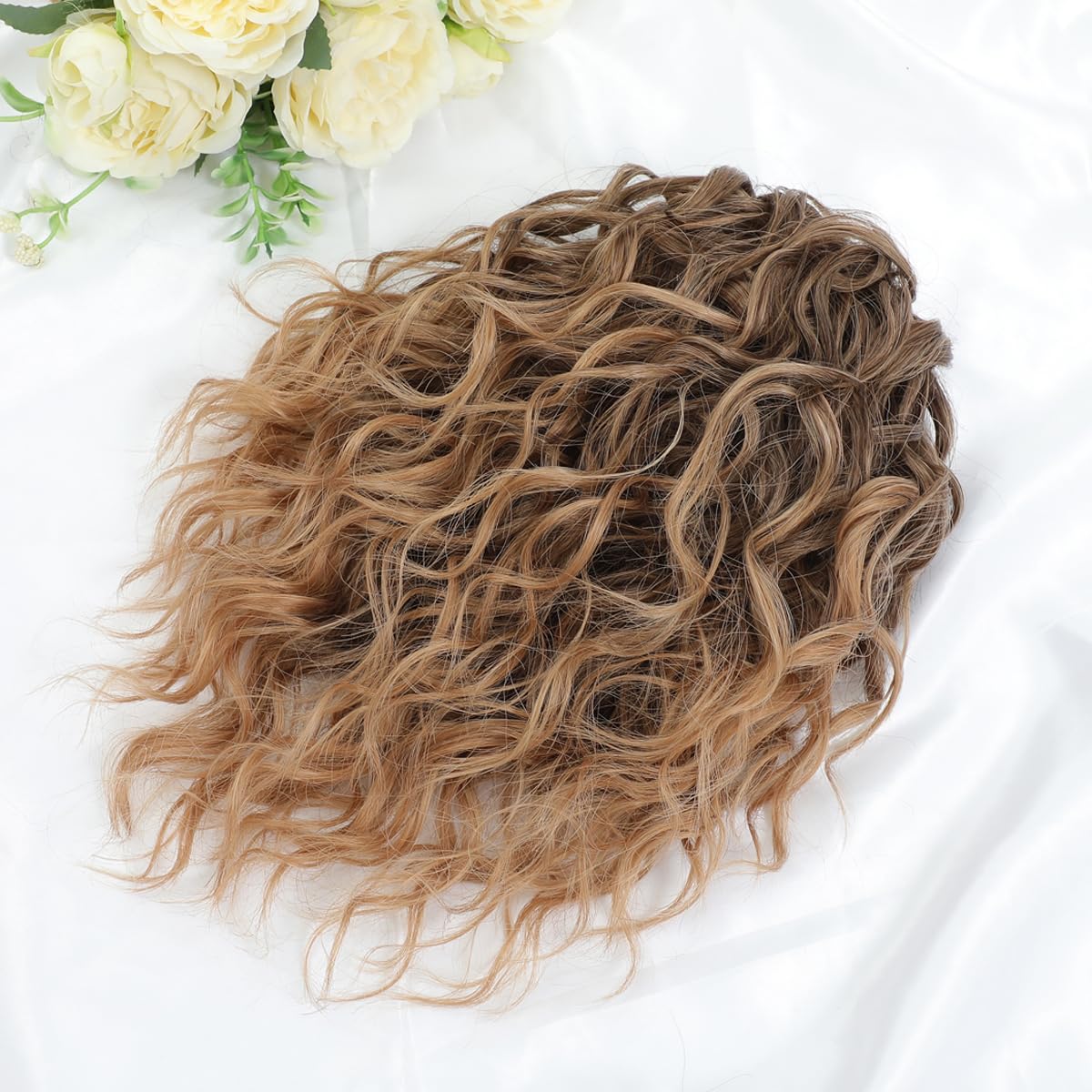 VEGALILY 12 inch Ponytail Extension Short Curly Hair Extensions Clip in Drawstring Ponytail Synthetic Claw Clip Ponytail Hair Extensions Soft Hair Pieces for Women (Rich Brown with Light Tail) - Image 4
