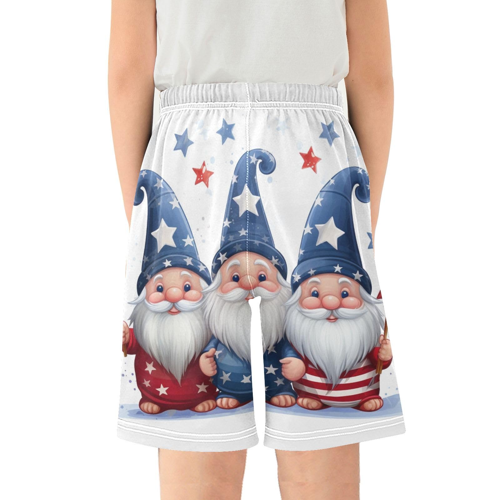 ALAZA Three Lovely Gnomes Boys Athletic Shorts Kids with Pockets Shorts for boy Girl Size 6-8 Years Multicolor