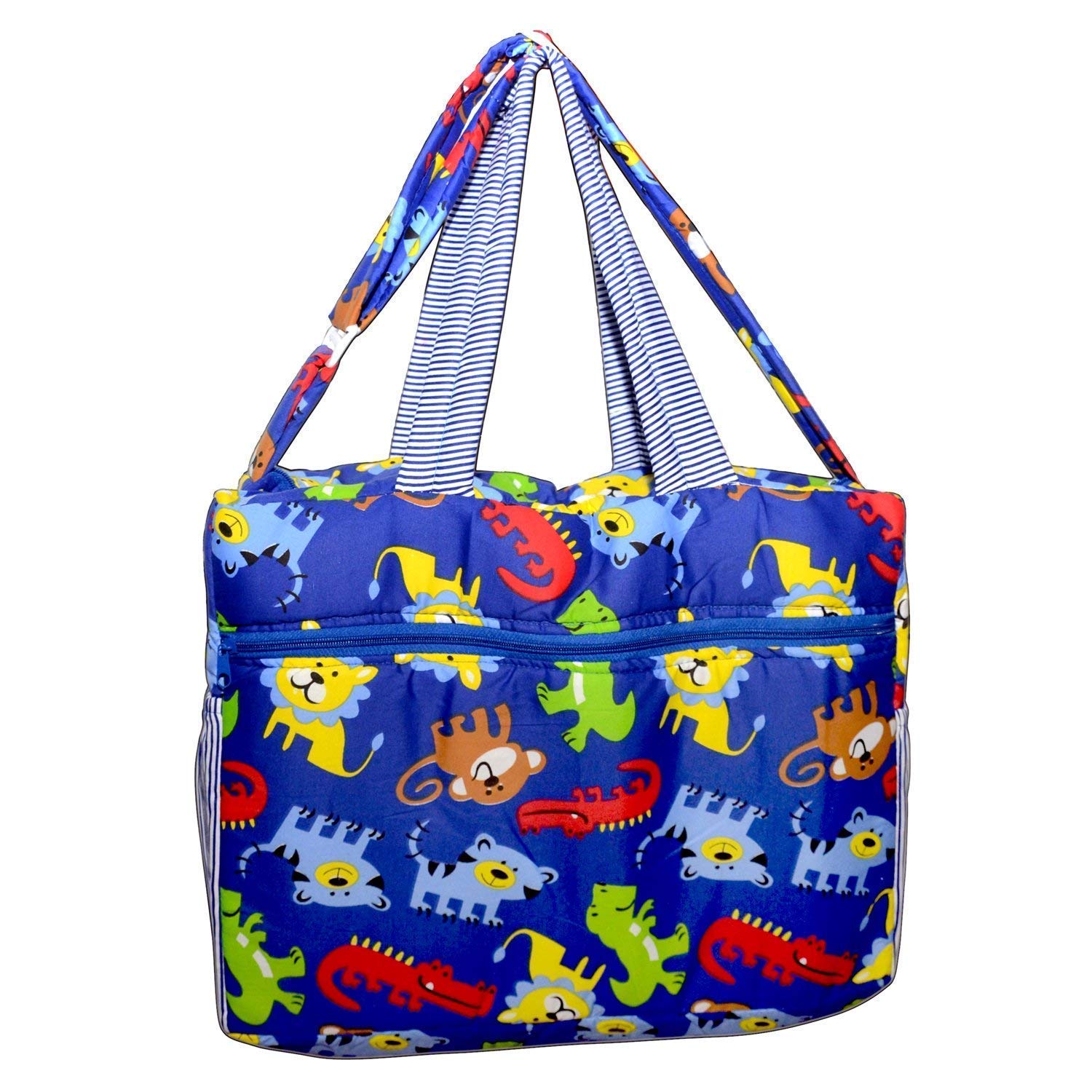 New Born Baby Multipurpose Polyester Diaper/Mother Bag with Holder Diaper Changing Multi Compartment (Blue)-image-13