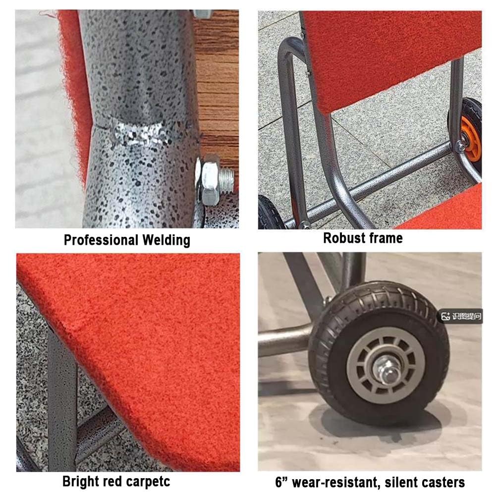 Silla de mano resistente con ruedas de goma de 6 pulgadas, transporta fácilmente hasta 15 sillas de banquete para eventos, fiestas, hoteles e iglesias