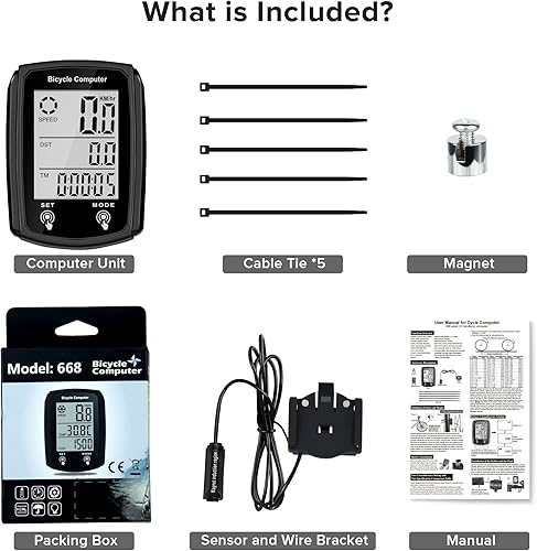 Miniatura 5 de Computadora de bicicleta y odómetro de bicicleta con cable MPH KMH Velocímetro de bicicleta con despertador automático de velocidad de ciclismo