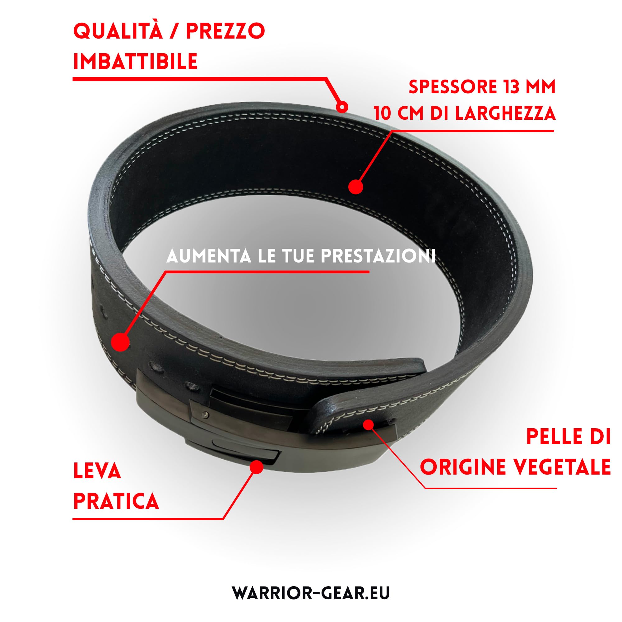 Cintura a Leva 13 mm – Warrior Gear | Powerlifting - Palestra - Strongman | Cintura per Squat e Stacco da Terra (M)