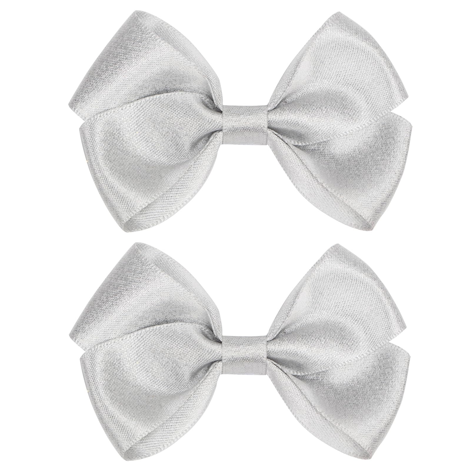 ZOLYCO Tiny 3 Inch Glitter Hair Bows Clips - Lined Boutique Alligator Hairpin for Baby Girls, Toddlers, and Little Teens - Kids Barrettes Set of 2