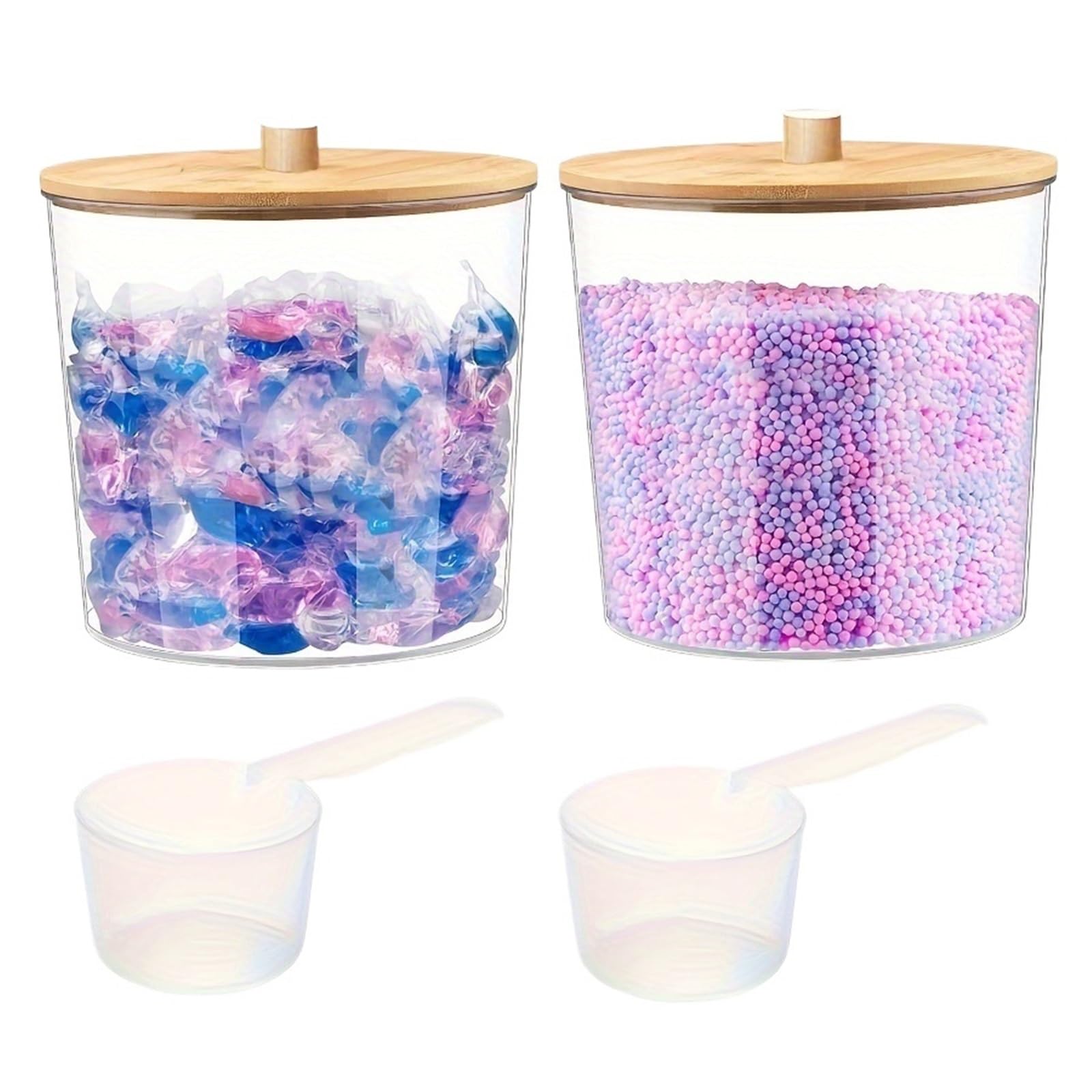 Zgcrumphant 2Pcs With 2Pcs Spoon Laundry Pods Container Laundry Room Organization And Large Capacity Acrylic Storage Box Detergent Pods Container With Spoon Bathroom(2Pcs With 2Pcs Spoon)