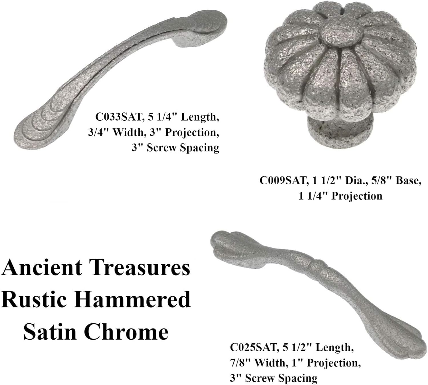 20 Pack of Ancient Treasures Rustic Hammered C033SAT Satin Chrome 3" cc Arch Pull